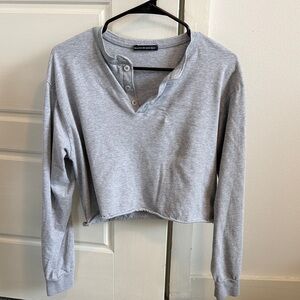 Brandy Melville Light Gray Henley Top